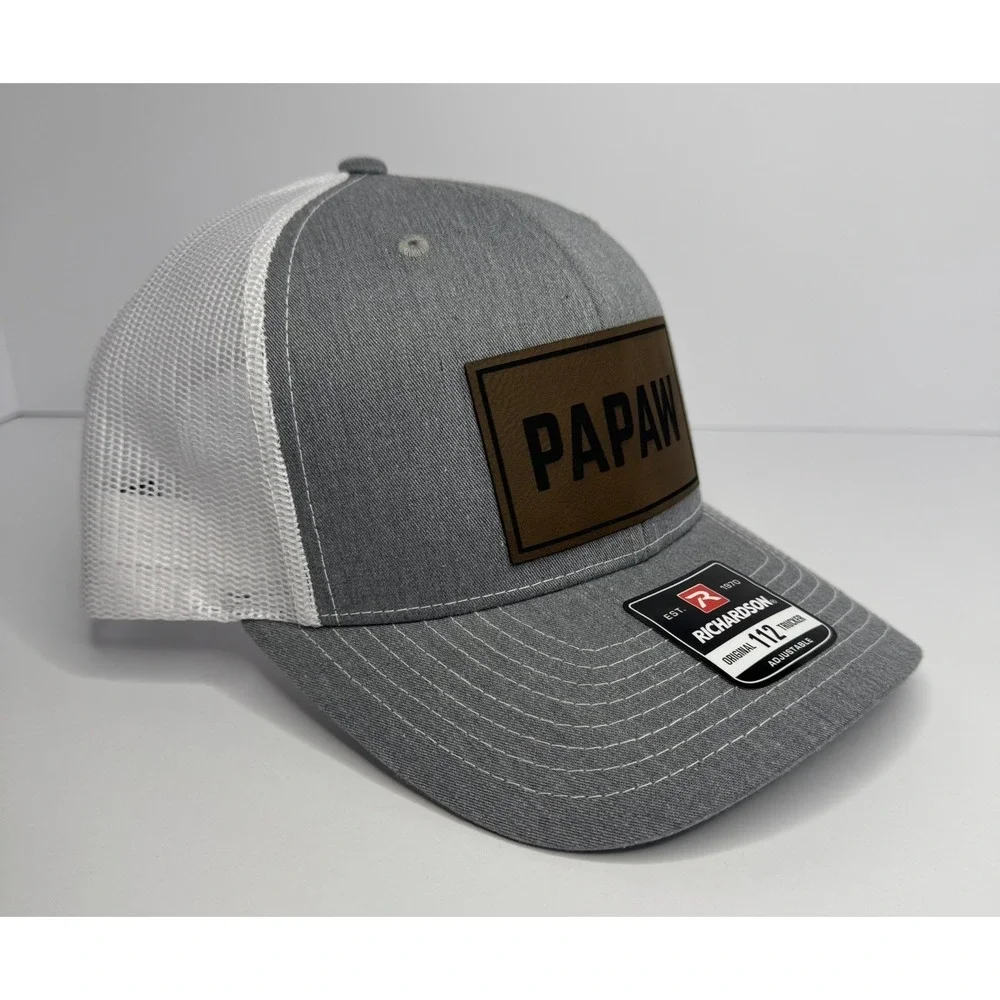 PAPAW Cap Richardson 112 Grey / White Trucker Hat Grandpa Dad Gift New